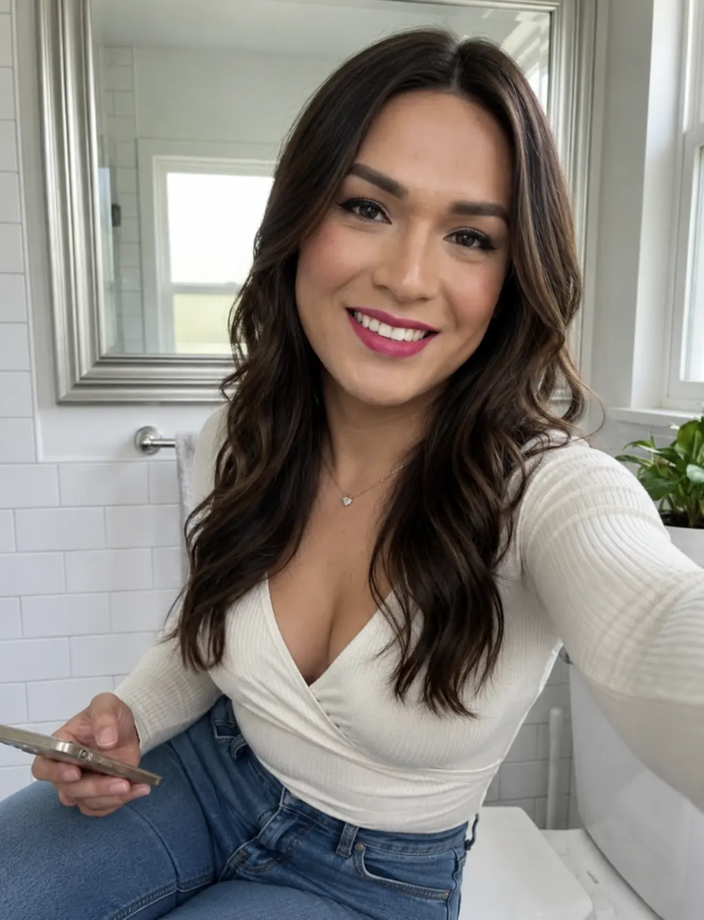 Smiling selfie dating profile portrait